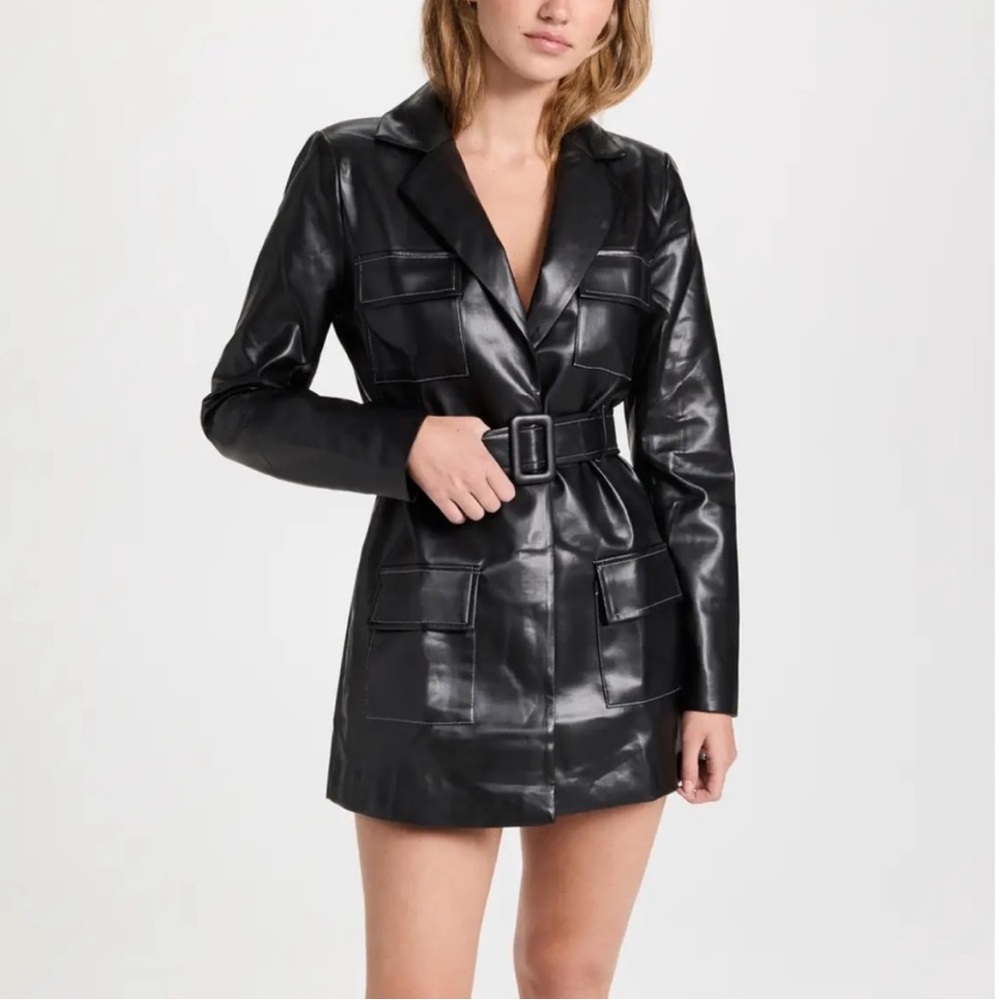 Leather belted mini dress | lioness Steinway mini dress